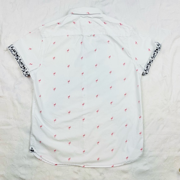 Denim & Flower Ricky Singh Mens Flamingo Print Short Sleeve Shirt Size M - Picture 2 of 5